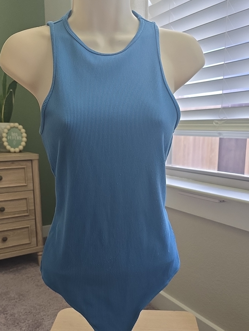 Abercrombie & Fitch Sky Blue Ribbed High-Neck Bodysuit